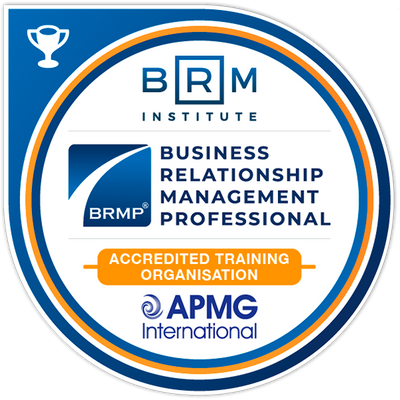 BRM Institute logo for Business Relationship Management Professional with APMG International accreditation.